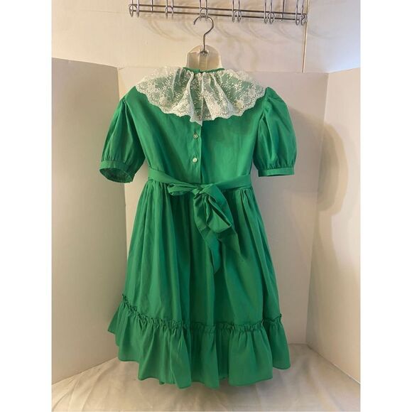 Little princess dress green white lace competition pageant dance girls 7 circle - Picture 5 of 5